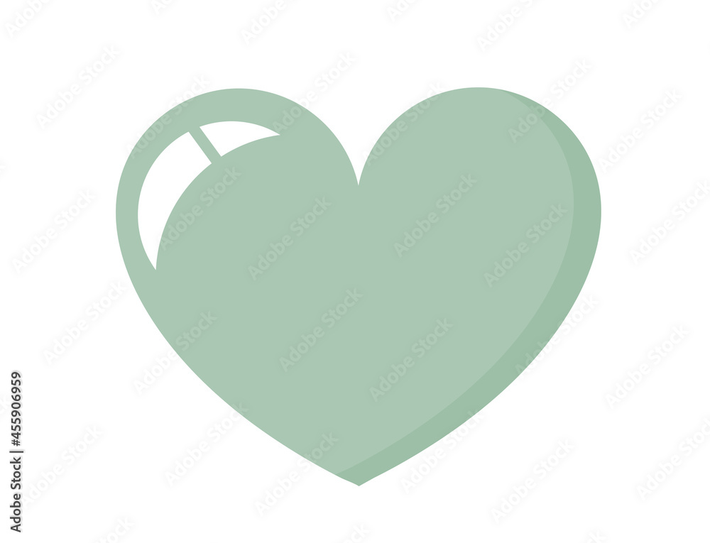 Heart icon. I love you. Flat style. Green heart