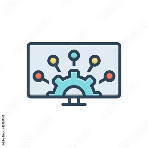 Color illustration icon for erp software