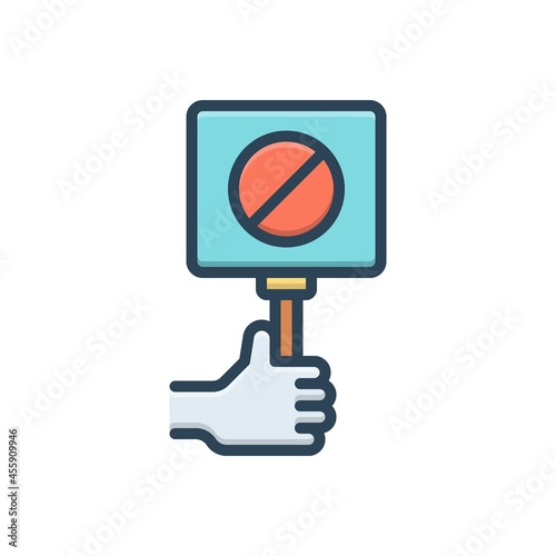 Color illustration icon for no