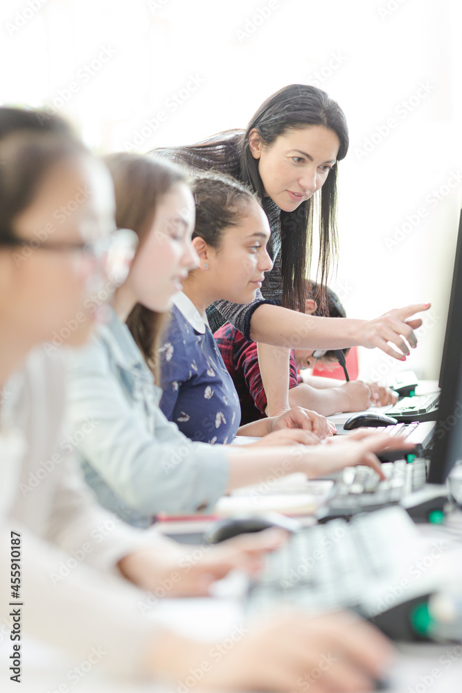 Students using computer in library Students using computer in library
