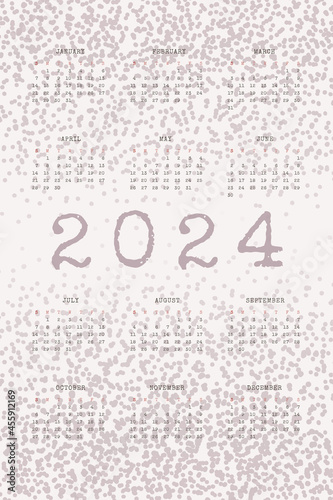 2024 calendar with typewritten text and textured noise