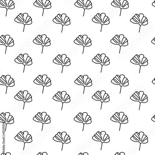 Seamless vector pattern with flowers in black on transparent isolated background.Botanical and garden print background hand drawn.Designs for textiles wrapping paper fabric packaging scrapbook paper.