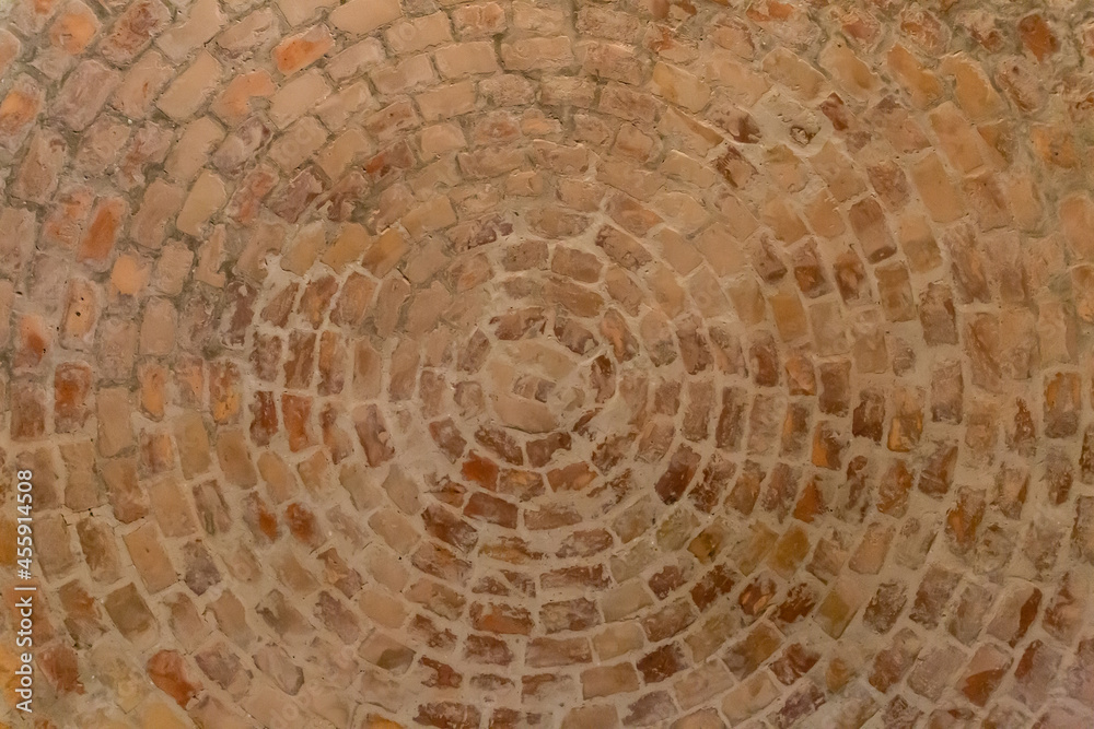 stone center of the square of the old European city, stone round pattern