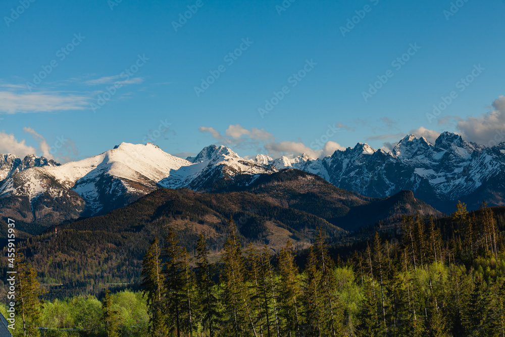 Beautiful view of the snow-capped peaks of the Tatra Mountains. Poland