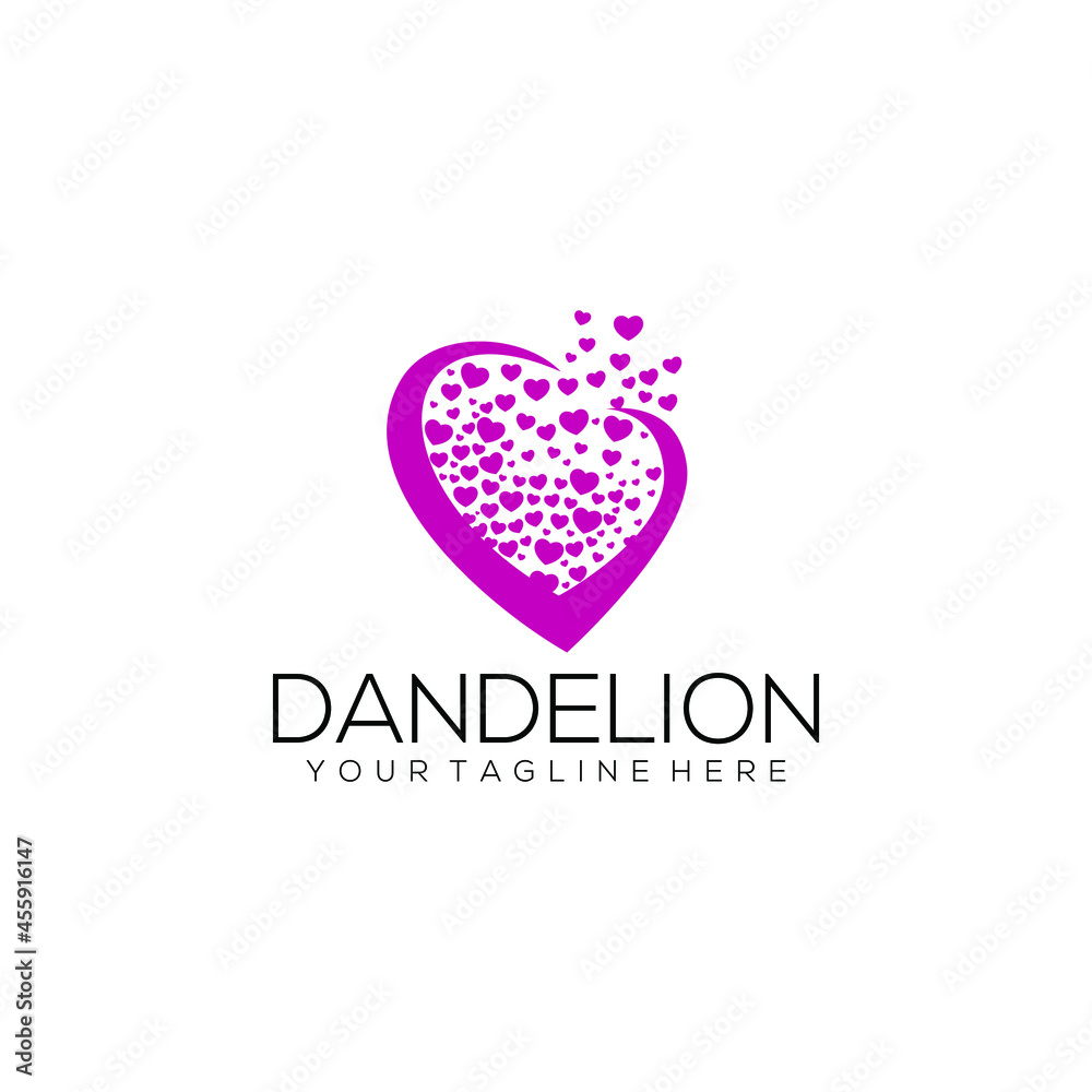 Dandelion logo concept isolated in white background. Flower logo template vector