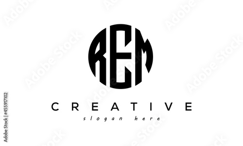 Letters REM creative circle logo design vector	