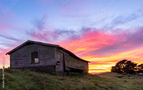 Bright Fire Sunrise Old Shed