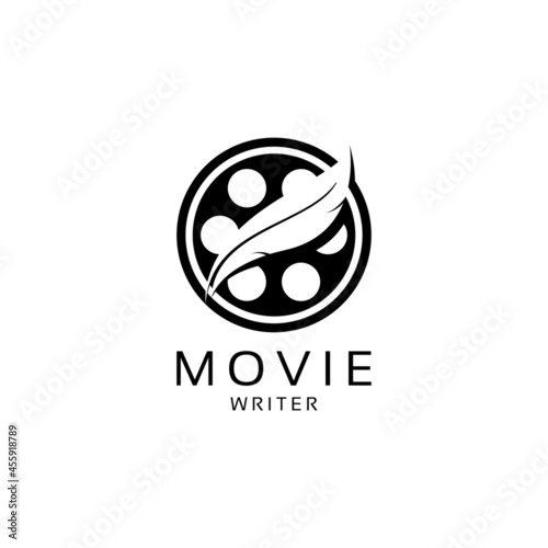 movie writer cinema film production with quill feather pen logo design