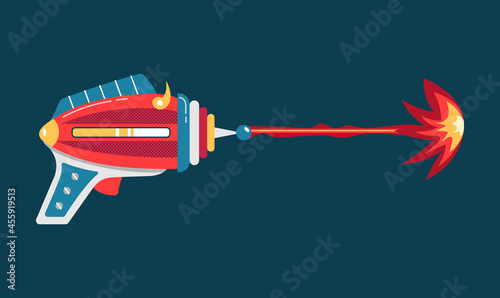 Blaster in cartoon style space laser ray gun