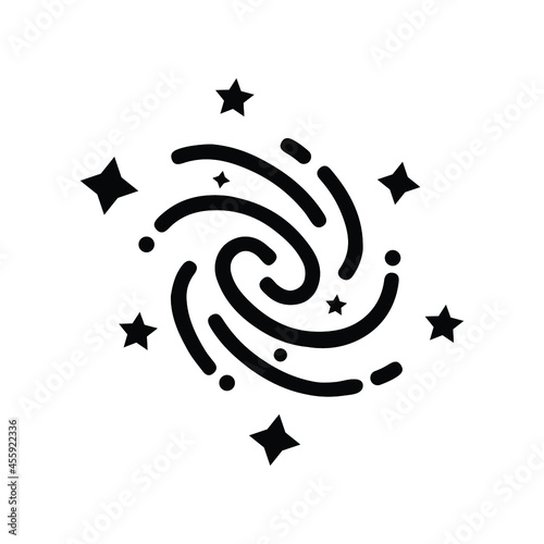 Galaxy, milky way, universe icon. Black vector design.
