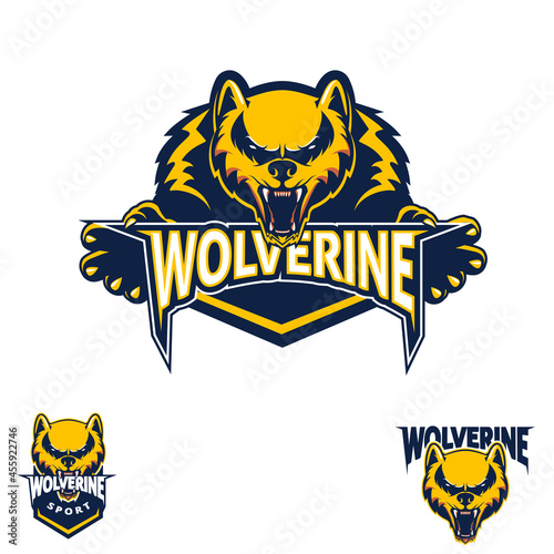 Wolverine sport symbol  vector illustration. the ferocious wolverine animal knows no fear. for soport or esport team, design elment or any other purpose. photo