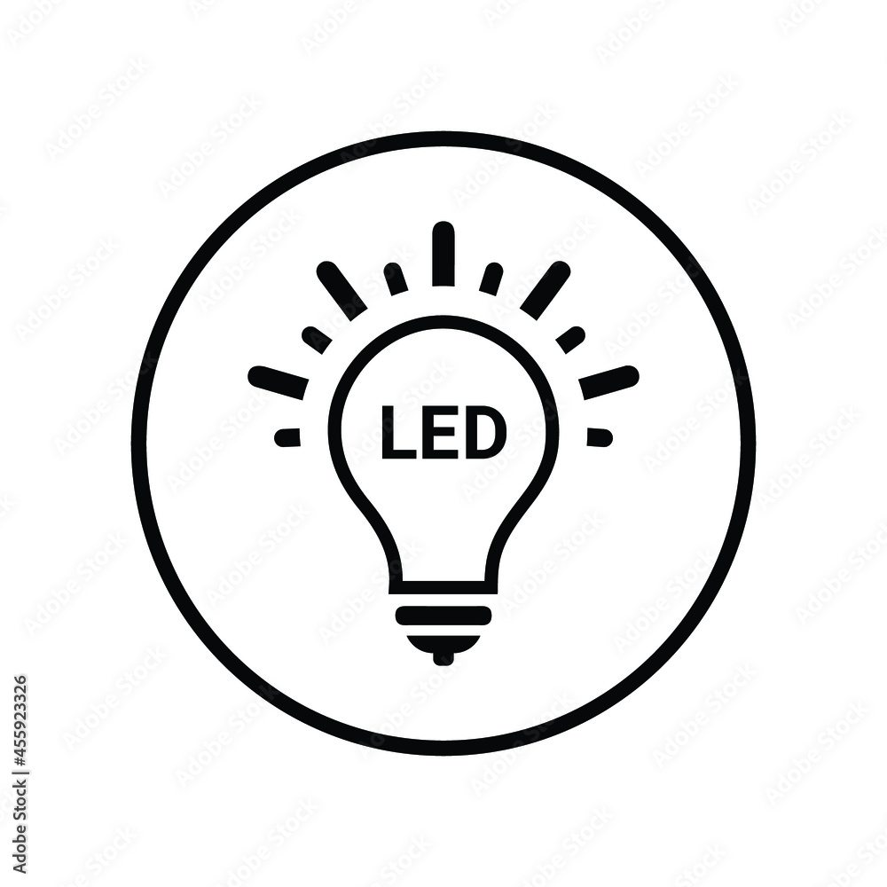 Led, lamp, light icon. Black vector design. Led, lamp, light icon. Black vector design.