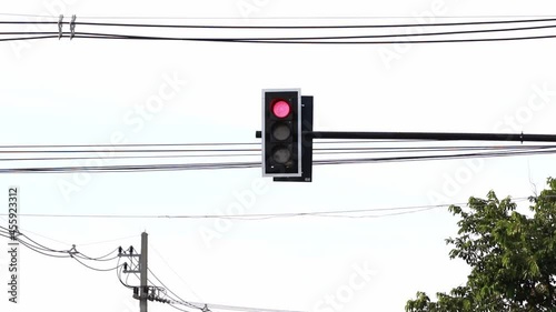 Traffic lights and traffic lights are about to change color. photo