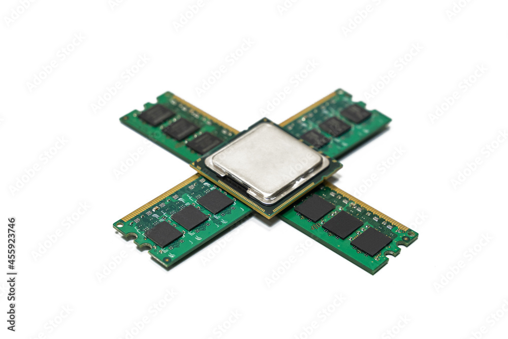 cpu (central processing unit) computer microprocessor in the background RAM cpu (central processing unit) computer microprocessor in the background RAM