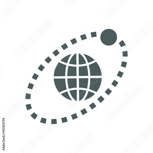 Earth, moon, space icon. Gray vector design.