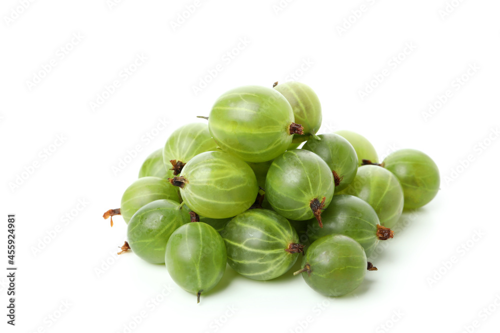 Ripe green gooseberry isolated on white background Ripe green gooseberry isolated on white background