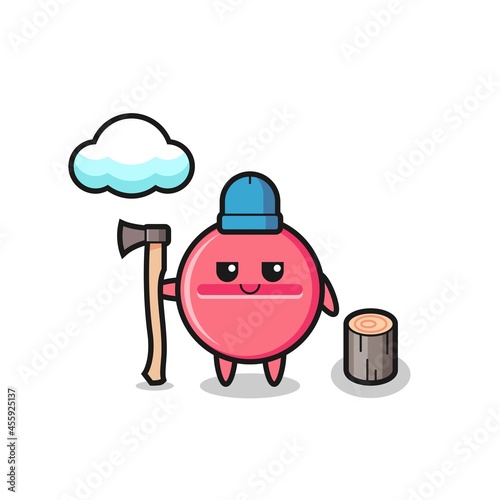 Character cartoon of medicine tablet as a woodcutter