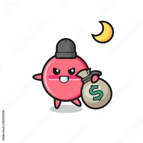 Illustration of medicine tablet cartoon is stolen the money