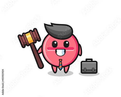 Illustration of medicine tablet mascot as a lawyer