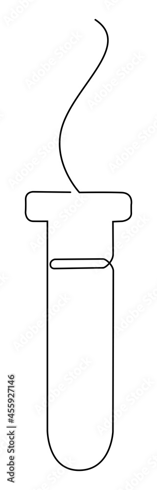 Test tube icon one stroke continious line style Outline test tube in holder vector icon for web design isolated Test tube icon one stroke continious line style Outline test tube in holder vector icon for web design isolated