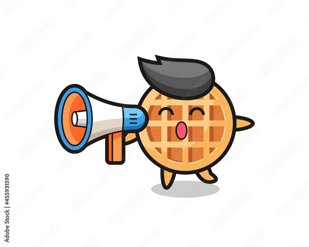 Fototapeta premium circle waffle character illustration holding a megaphone