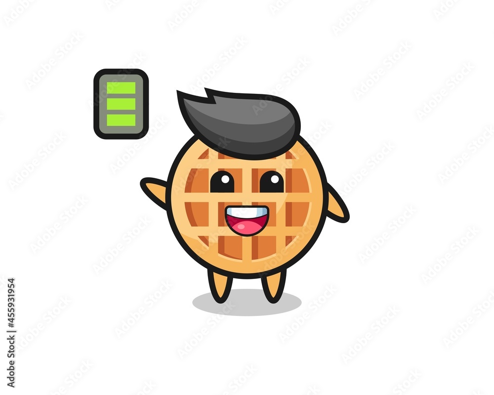 circle waffle mascot character with energetic gesture circle waffle mascot character with energetic gesture