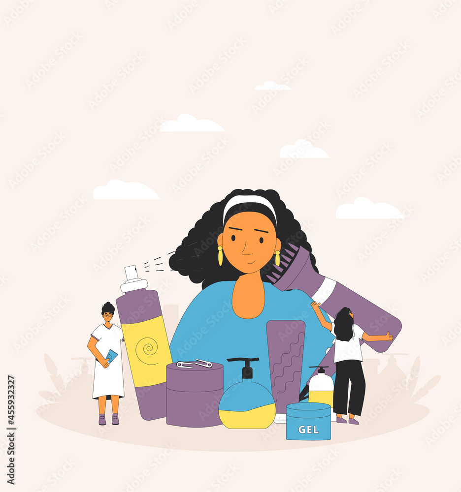 Obraz premium Curly girl method styling.