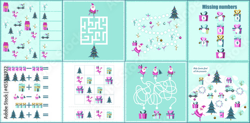 Christmas maze. I spy. Kids mini game for development.