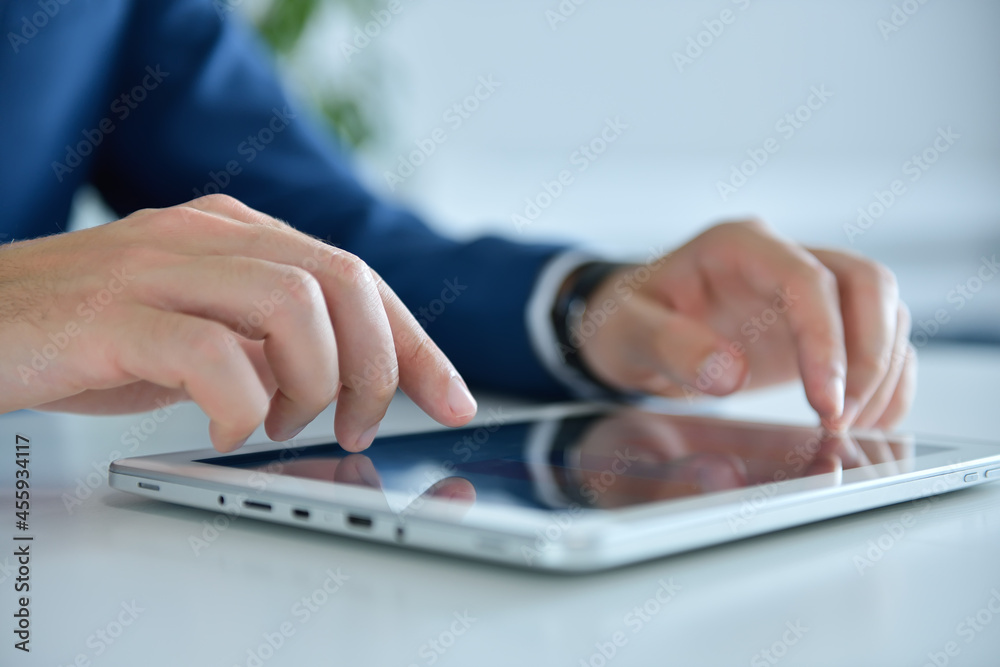 Manager hand using digital tablet computer. Manager hand using digital tablet computer.