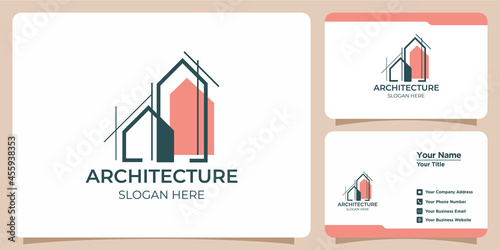 Minimalist architectural logo with art style logo design and business card template