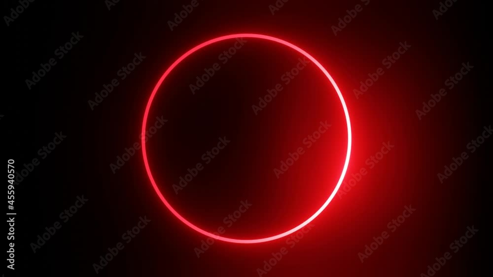 
Neon abstract background with red circle and light moving around it. Slow turn. Shiny disc. Abstract footage video. Black background.
