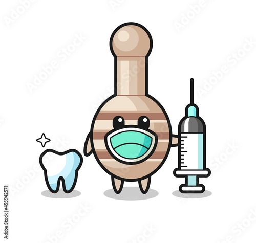 Mascot character of honey dipper as a dentist