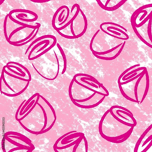 Colourful seamless floral pattern with roses and tulips in pink colours 