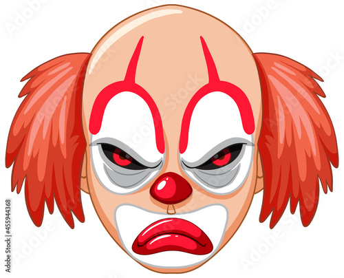 Creepy clown face on white background