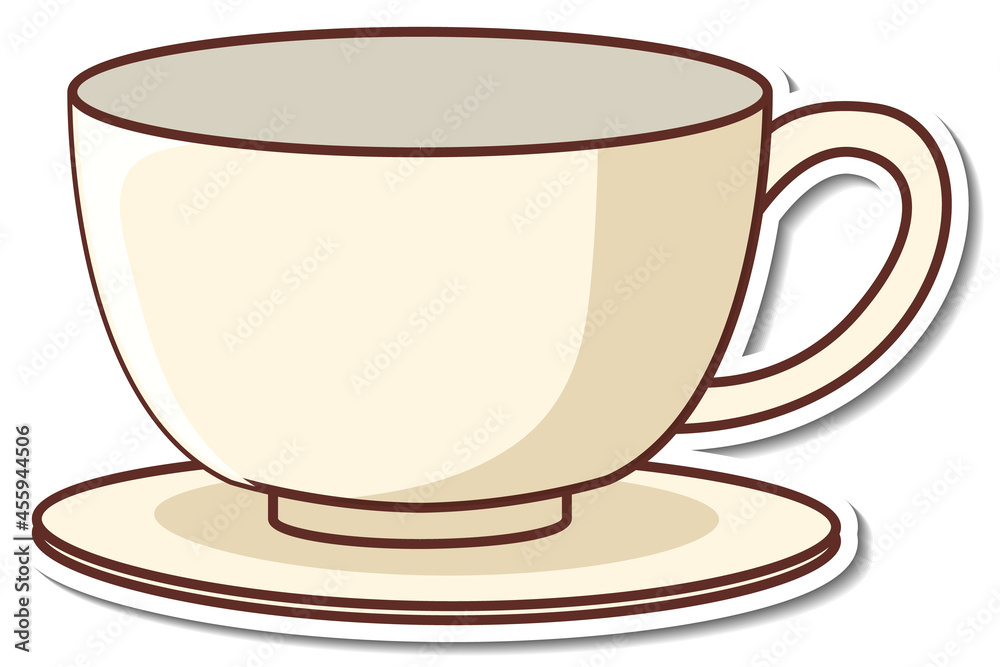 Sticker design with empty tea cup isolated Sticker design with empty tea cup isolated