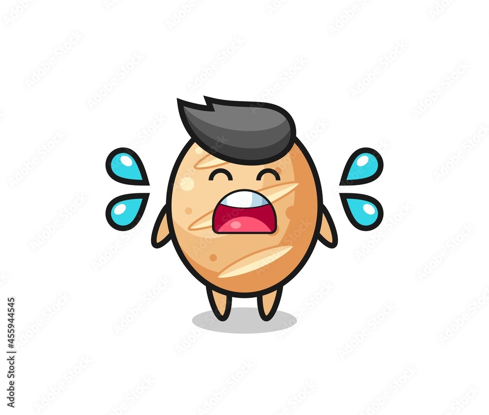 french bread cartoon illustration with crying gesture