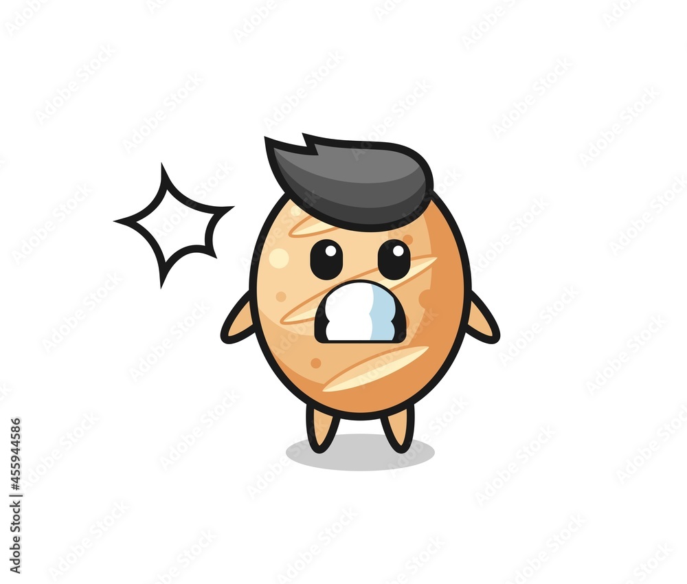 french bread character cartoon with shocked gesture french bread character cartoon with shocked gesture