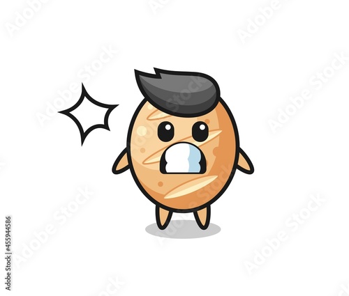 french bread character cartoon with shocked gesture © heriyusuf