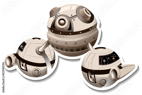 A sticker template with UFO or Space Station isolated