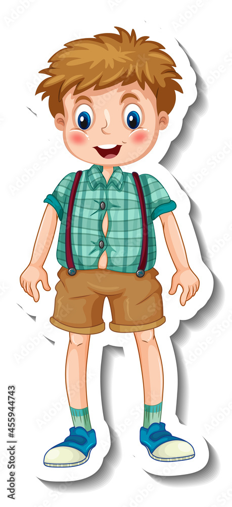Sticker template with a boy cartoon character isolated Sticker template with a boy cartoon character isolated