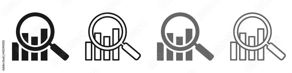 Set of financial analytics or metrics icons, business research. Analytics information, data. Business-analysis symbols. Vector illustration. Set of financial analytics or metrics icons, business research. Analytics information, data. Business-analysis symbols. Vector illustration.