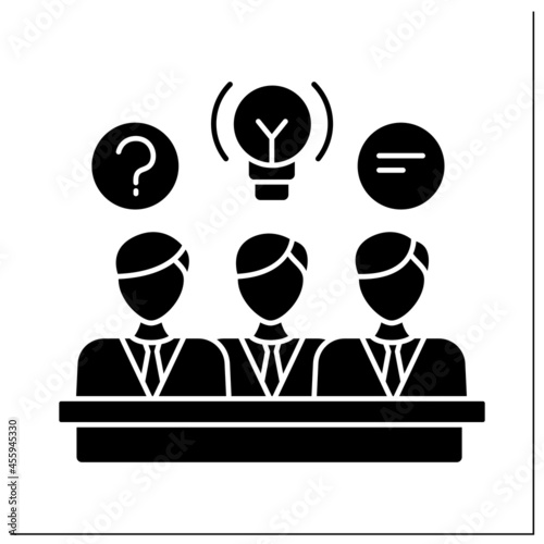 Directors board glyph icon. Elected group of individuals represent shareholders. Governing body for corporate management and oversight.Filled flat sign. Isolated silhouette vector illustration