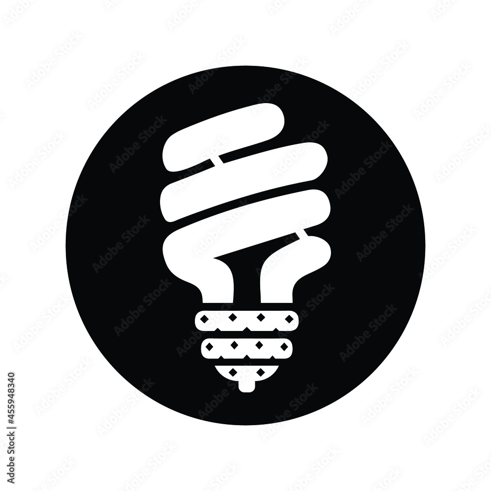 Lamp, spiral, energy saving icon. Black vector design. Lamp, spiral, energy saving icon. Black vector design.