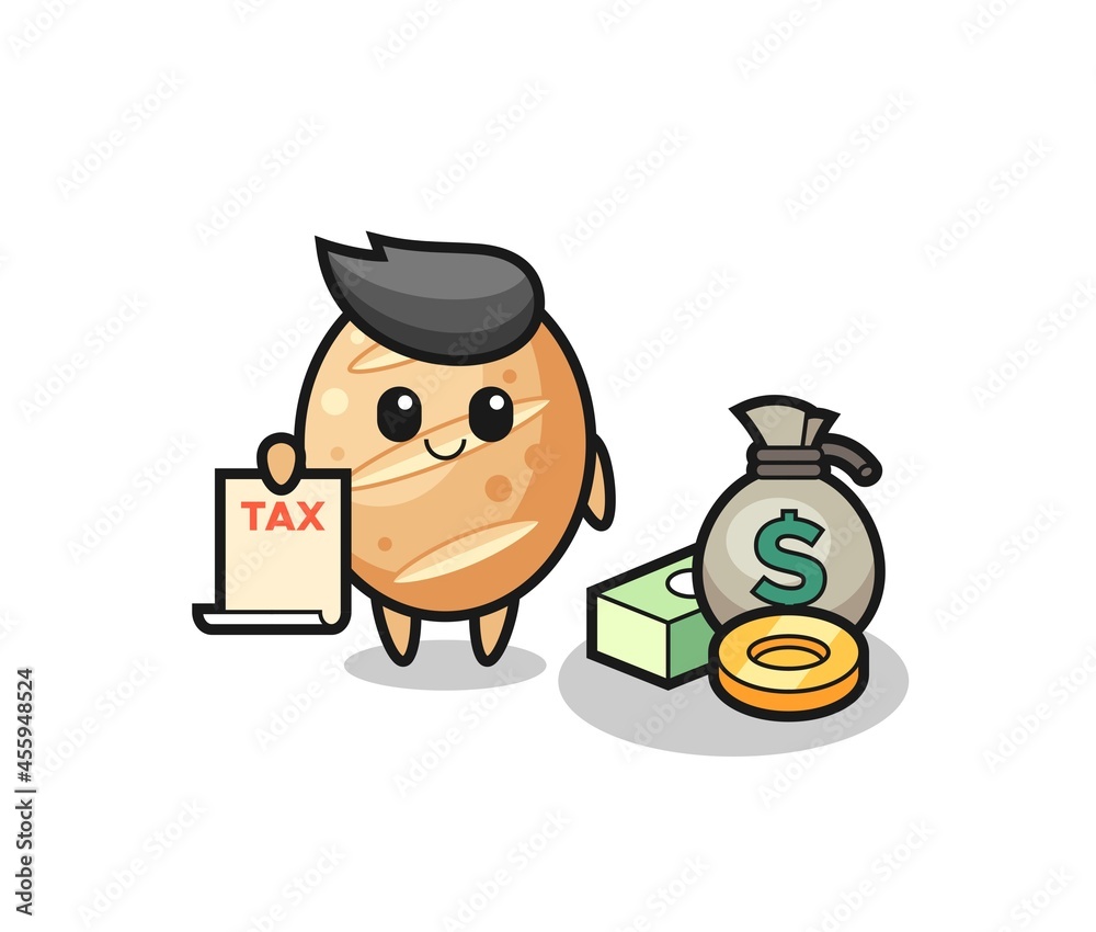 Character cartoon of french bread as a accountant Character cartoon of french bread as a accountant