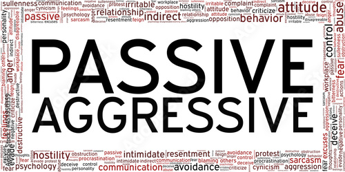 Passive-Aggressive Behavior vector illustration word cloud isolated on a white background.