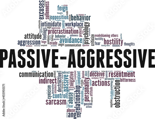 Passive-Aggressive Behavior vector illustration word cloud isolated on a white background.