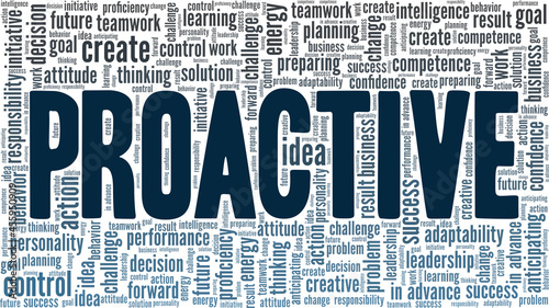 Proactive Behavior vector illustration word cloud isolated on a white background.