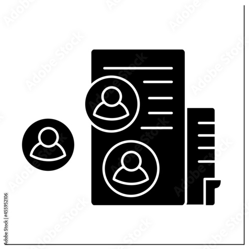 Recruitment agency glyph icon. External firms find suitable candidates for employers. Headhunting agency concept. Filled flat sign. Isolated silhouette vector illustration