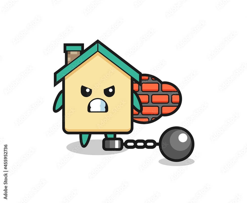 Character mascot of house as a prisoner