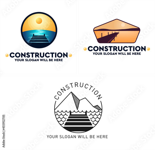 Fototapeta Construction dock repair houseboat logo design